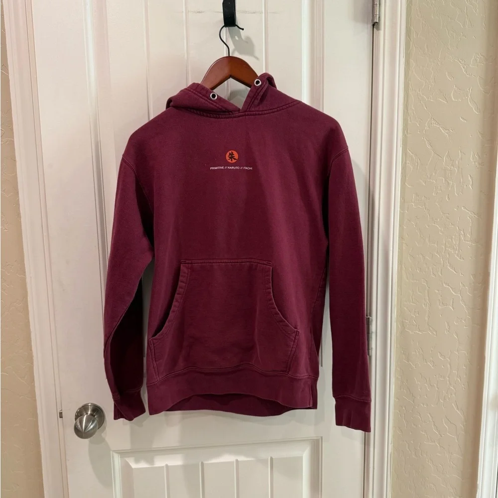 Men's Small Primitive X Naruto Shippuden Itachi Uchiha Burgundy Hoodie Anime